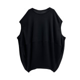 Solid Color Asymmetric Irregular Retro Bat Sleeve Loose Dress