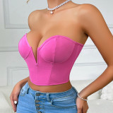 Fishbone Top Ultra Short Fashion Outerwear Inner Tube Tops