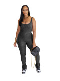 Casual Scoop Neck One Piece Sleeveless Tank Top Rompers Bodycon Pants