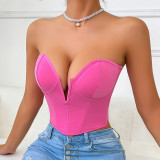 Fishbone Top Ultra Short Fashion Outerwear Inner Tube Tops