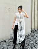 Perspective Grid Irregular Sleeveless Shirt Tops