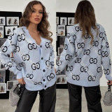 Single Buckle V Neck Cardigan Sweater