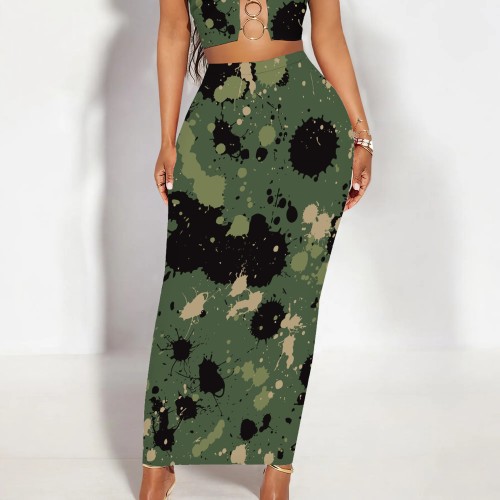 1 Piece Custom Casual Print Long Skirt