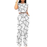 1 Piece Custom Casual Print Short Sleeve Pant Set
