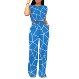 1 Piece Custom Casual Print Short Sleeve Pant Set