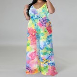 1 Piece Custom Casual Print Straps V Neck One Piece Jumpsuits