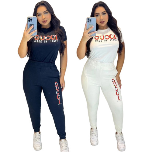 Casual Printed Short Sleeve Pant Set