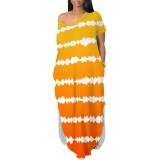 1 Piece Custom Casual Printed Gradient Color Long Dresses