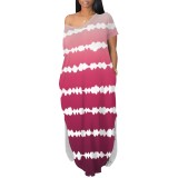 1 Piece Custom Casual Printed Gradient Color Long Dresses