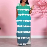 1 Piece Custom Casual Printed Gradient Color Long Dresses