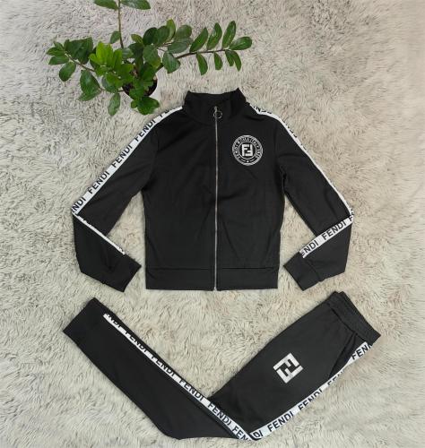 Casual Silver-stamped High Neck Long Sleeve Trousers Sports Set