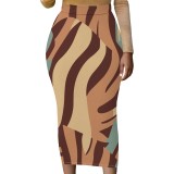 1 Piece Custom Casual Print Long Skirt