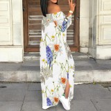 1 Piece Custom Casual Print Off Shoulder Slit Maxi Dresses