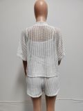 Casual Hollow Cardigan Three Piece Set