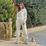 Casual Embossed Embroidery Thread Two-piece Set with Pocket