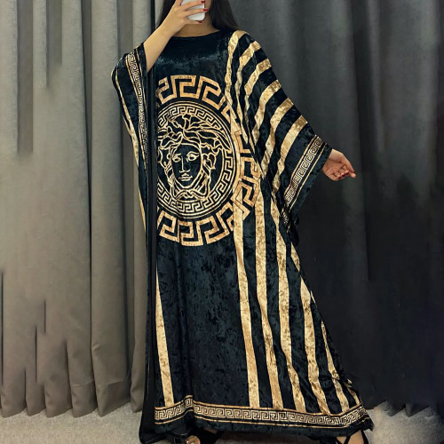 Korean Velvet Seamless Side Oversized Long Dresses