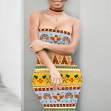 1 Piece Custom Casual Print Strapless Mini Dress