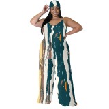 1 Piece Custom Casual Print Straps Plus Size Jumpuits