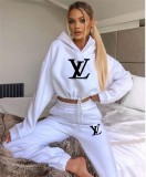 High Quality Cotton Print Hooded Long Sleeve Sweatshirt Set
