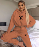 High Quality Cotton Print Hooded Long Sleeve Sweatshirt Set