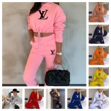 High Quality Cotton Print Hooded Long Sleeve Sweatshirt Set