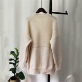 Women's Open Front Knit Cardigan Denim Pockets Patchwork Button Sweater