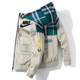 Men's Autumn Hooded Jacket Frock Loose Big Yards Hit Color Stitching