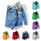 Men's Autumn Hooded Jacket Frock Loose Big Yards Hit Color Stitching