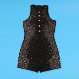 Hot Drilling Hollow Bodycon Elastic Sleeveless Rompers