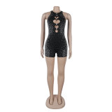 Hot Drilling Hollow Bodycon Elastic Sleeveless Rompers