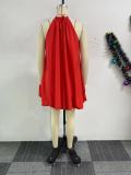Solid Color Sleeveless Short Balloon Dress