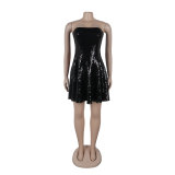 Sequin Patchwork Strapless Cocktail Dresses