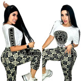 Fashion Printed Short Sleeve Two-Piece Women Set