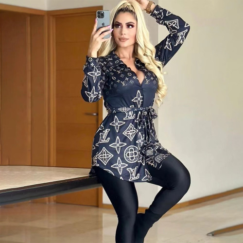 Casual Long Sleeve Printed Letter Stand Collar Shirt