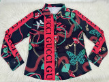 Casual Long Sleeve Printed Letter Stand Collar Shirt