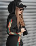 Fashion Embossed Printed Zip-Up Hooded Sweatshirts Suit