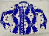 Casual Long Sleeve Printed Letter Stand Collar Shirt