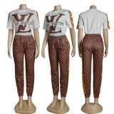 Fashion Printed Short Sleeve Two-Piece Women Set