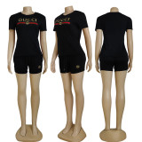 Casual Colored Cotton Embroidered Short Set