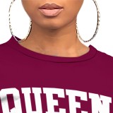 1 Piece Custom Casual Print Letter Basic O Neck Short Set
