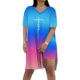 1 Piece Custom Casual Print Basic V Neck Short Set