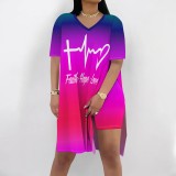 1 Piece Custom Casual Print Basic V Neck Short Set
