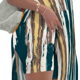 1 Piece Custom Casual Print Basic V Neck Short Set