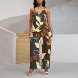 1 Piece Custom Casual Print Straps One-piece Jumpsuits