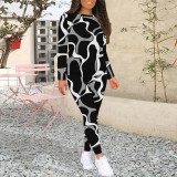 1 Piece Custom Casual Print Long Sleeve Pant Set