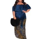 1 Piece Custom Plus Size Casual Print Off Shoulder Maxi Dresses