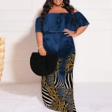 1 Piece Custom Plus Size Casual Print Off Shoulder Maxi Dresses