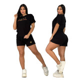Casual Colored Cotton Embroidered Short Set