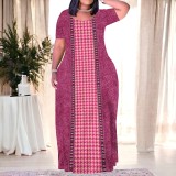 1 Piece Custom Casual Outfit Print Short Sleeve Plus Size Maxi Dresses