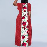 1 Piece Custom Casual Outfit Print Short Sleeve Plus Size Maxi Dresses